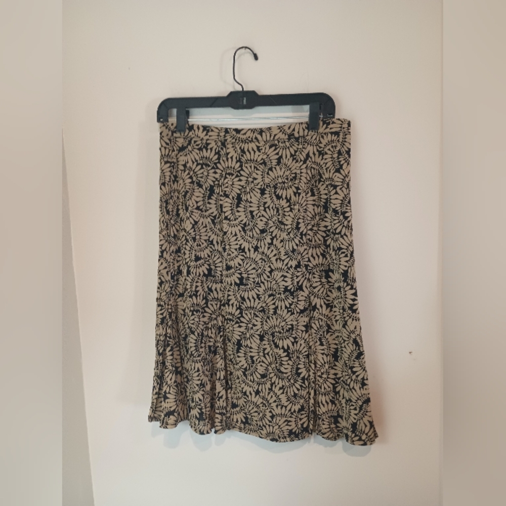 JH Collectibles Black and Tan Floral A-Line Midi Skirt
